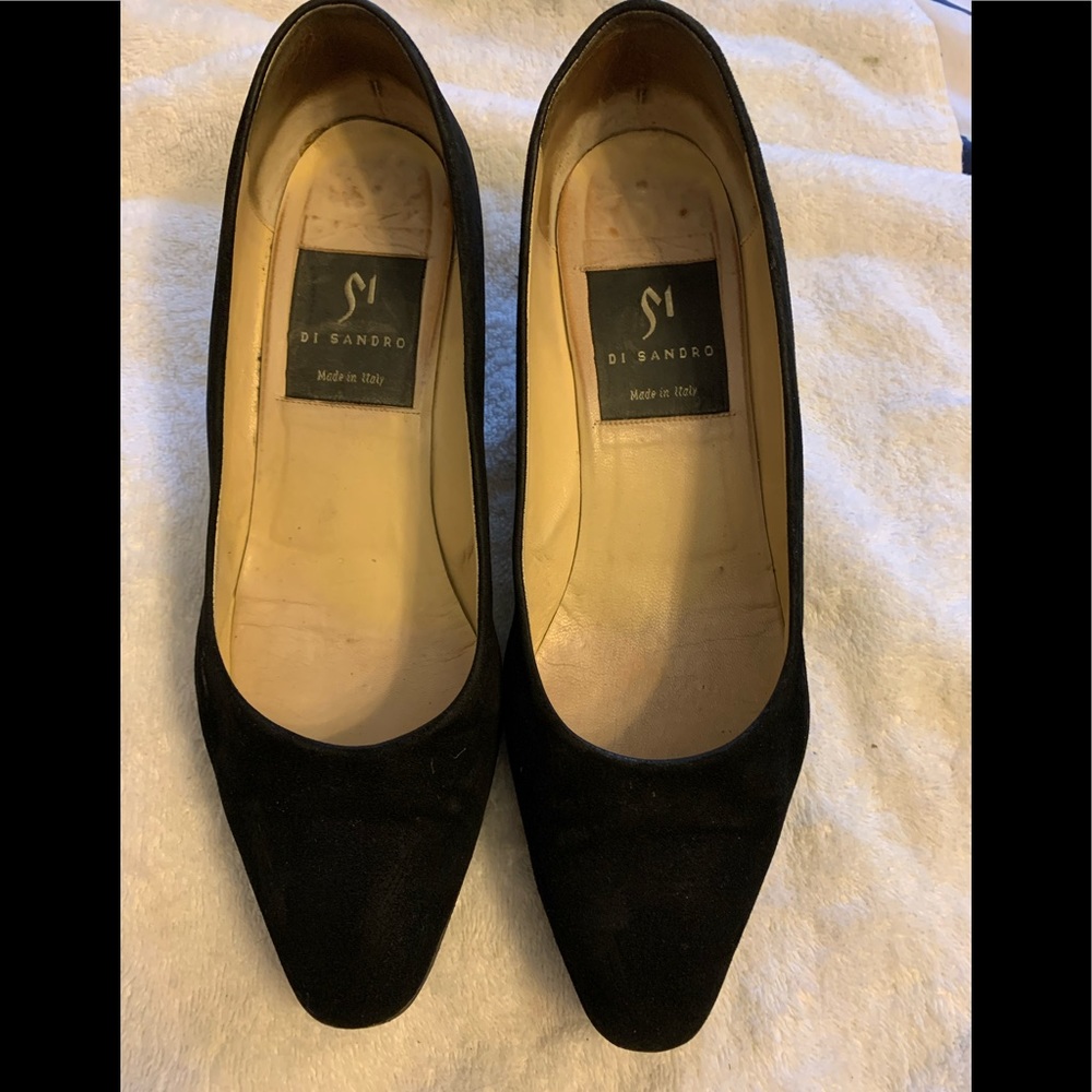 DiSandro made in Italy woman’s black pumps with gold tone embellished heels (8)